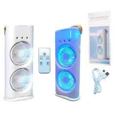 Double Ended Spray Fan, Desk Fan with Mist Spray, USB Rechargeable