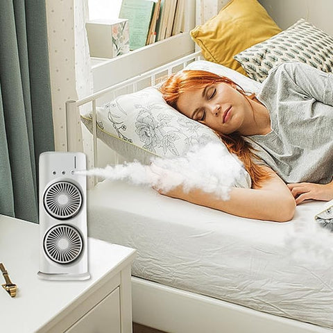 Double Ended Spray Fan, Desk Fan with Mist Spray, USB Rechargeable