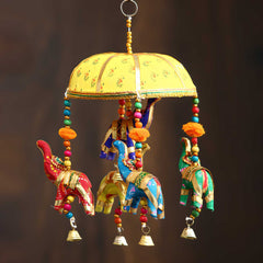 eCraftIndia Handcrafted Decorative Elephant Wall/Door/Window Hanging Bells