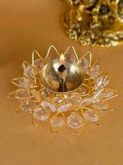 Lotus Crystal Tea Light Holder Set of 4 – Decorative Candle Holders by eCraftIndia